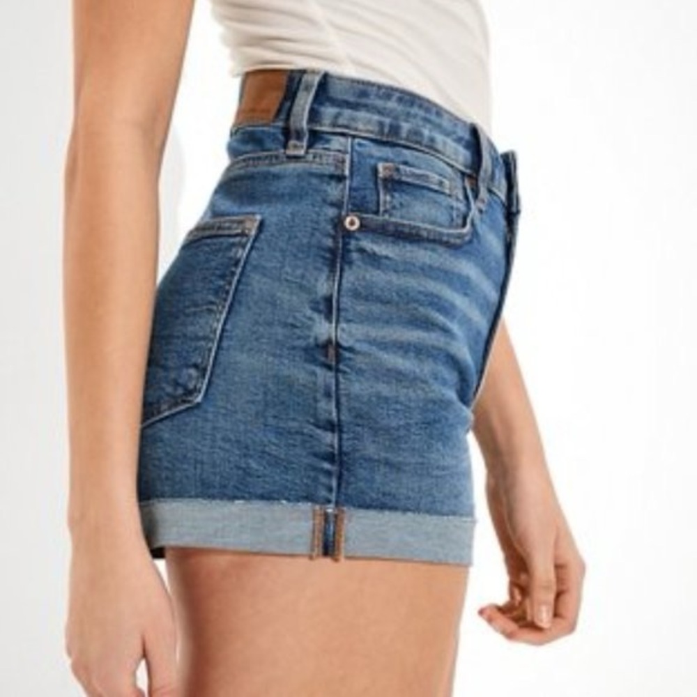 AE American Eagle Stretch Denim Mom Shorts